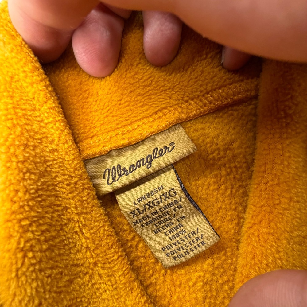 Wrangler Mens XL Mustard Yellow Fleece Quarter Snap‎ Pullover Sweater LWK885M - Picture 4 of 7